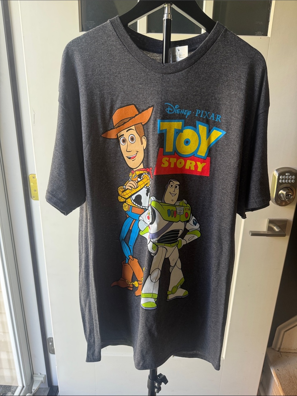 Disney Charcoal Toy Story Graphic Tee with Woody & Buzz